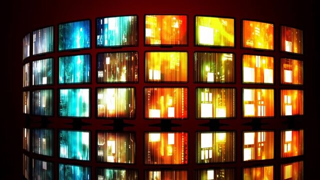 Colorful stained glass windows closeup.