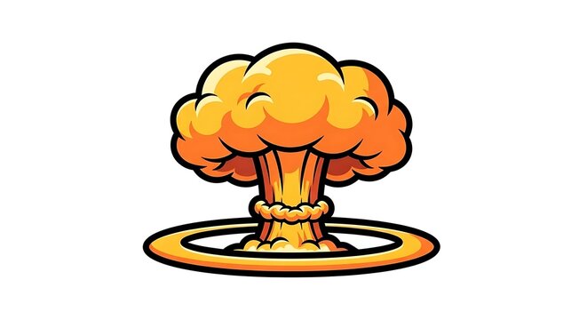 Explosion mushroom cloud icon, atomic bomb blast, symbolizing disaster, power, and destruction