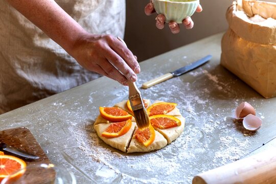 Baking orange pastry preparation