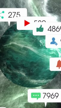 Vertical video: First frame showing planet, alerts appearing, sliding, clustering, showing metrics