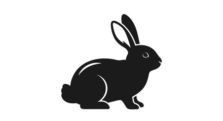Obraz premium Silhouette of a Rabbit Sitting Facing Left, an Icon Representing Easter, Spring, and Pets, with a Simple, Clean Design
