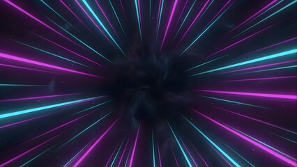 Fototapeta premium Cyan and Pink Hyper-speed Warp Zone in Deep Space