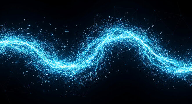 Dynamic Blue Electric Wave Energy Illustration.