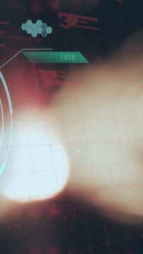 Vertical video: Bokeh appearing left, moving center, causing HUD aligning, banners updating in tech