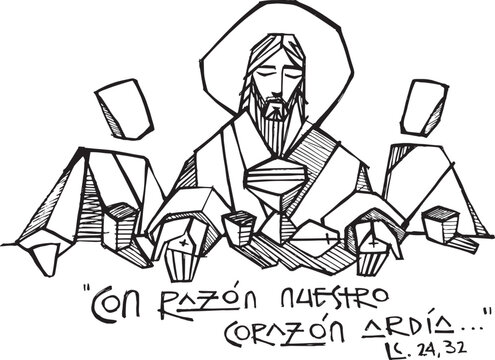 Hand drawn illustration of Emaus
