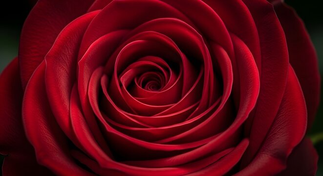 Crimson rose a close up of velvety petals in full bloom