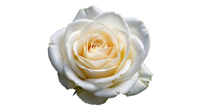 Close up of a creamy white rose in full bloom delicate petals unfurling
