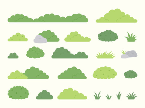 A collection of bush bundles for a natural landscape. Simple illustration in a flat design style.