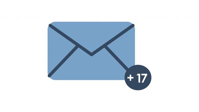 Email box icon, Animation of Email envelope with auto counting number on circle
