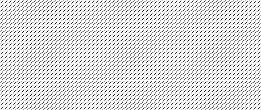 Black dotted slash lines seamless pattern. Repeating dash diagonal line background. Fine tilt dot linear wallpaper. Abstract slanted stripes backdrop. Repeated oblique strip texture overlay. Vector