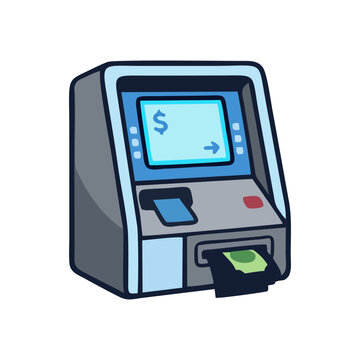 Automated Cash Terminal Processes Currency Withdrawals And Electronic Transactions