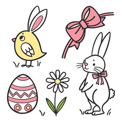 Obraz premium Hand Drawn Easter Icon Collection Set