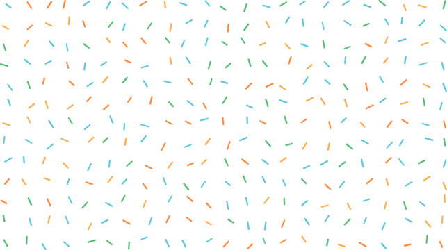 A lively pattern with assorted tiny dash like elements spread evenly over a clean white background