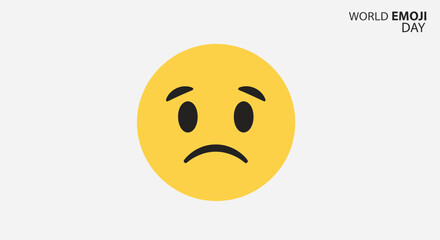 Fototapeta premium Sad Emoji Face Icon, World Emoji Day