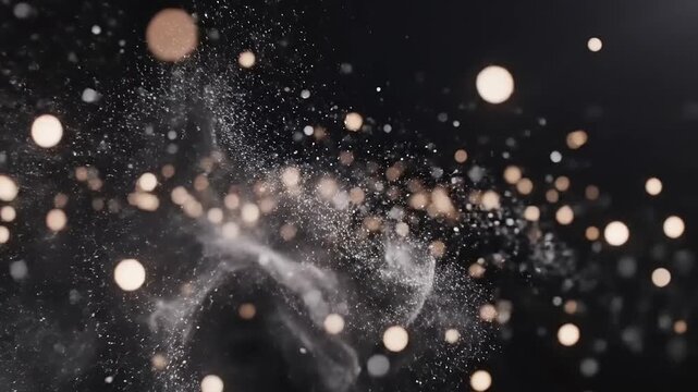 Close up of glowing particles and light flares creating a dynamic abstract background