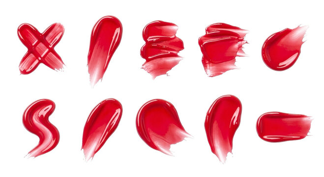 Cosmetic makeup beauty red swatch of lip tint gloss texture png