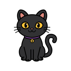 Cute cartoon black cat illustration © Khoirul