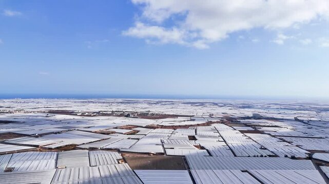 invernaderos texture plastic sea drone summer blue sky greenhouse field geometry architecture - Andalusia, Spain - 2025