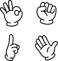 Fototapeta premium Collection of Minimalist Line Art Hand Gestures Icons for Design and Communication - Vector Illustration