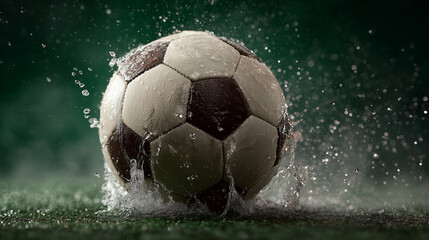 Naklejka premium soccer ball in the grass