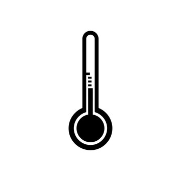 Black and white thermometer icon symbol.