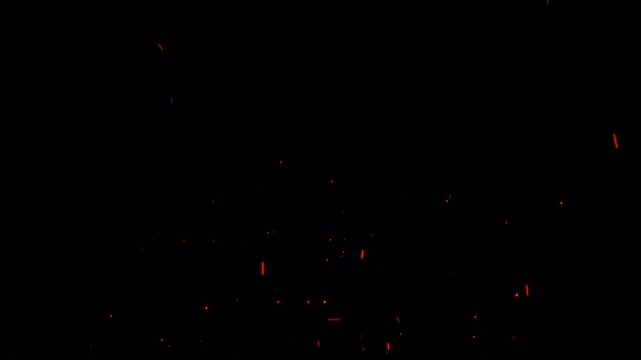 Fire sparks realistic rising up vertical orientation alpha channel ember glow for cinematic overlays and visual effects.