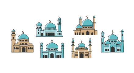Fototapeta premium Collection of mosque architecture designs 1.