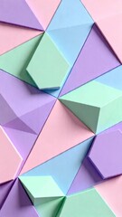 Fototapeta premium Macaron color 3D geometric origami background, minimalist stereo polygon mosaic wall texture, AI generated