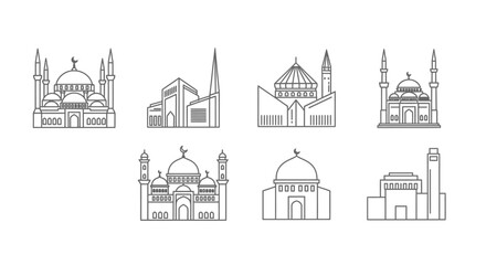 Fototapeta premium Mosques with domes and minarets architecture.