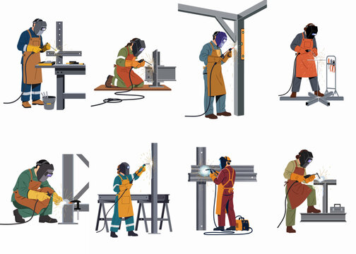 A collection of illustrations showing a Native American artisan crafting traditional turquoise jewelry in a variety of workshop settings and detailed manual processes.