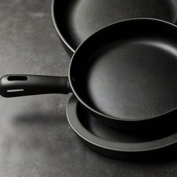 Close-up of non-stick pan surface, clean kitchen background, minimal composition