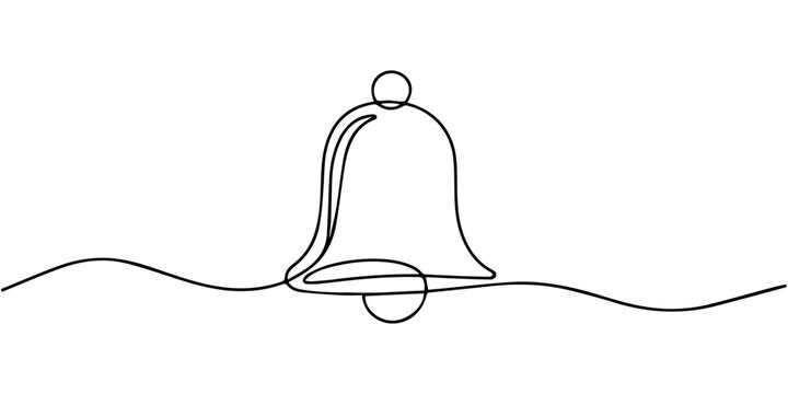 Continuous one line drawing of a bell symbol on a white background minimalist style. Vector, illustration, Bell continuous one line drawing minimalist outline vector ribbon christmas illustration
