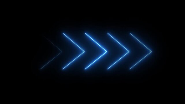 Glowing neon light animated traffic directional arrows sign. Left arrow for road direction. Flashing direction .Direction concept, neon arrow icon, arrows indicates the direction of the overlay 4k