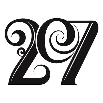 Black 207 with swirly number isolated