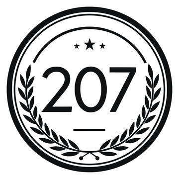 Black and white 207 laurel wreath emblem