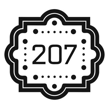 Black and white label with number 207 and decorative border symbol