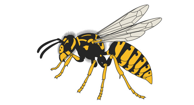 Yellow and black striped flying insect.