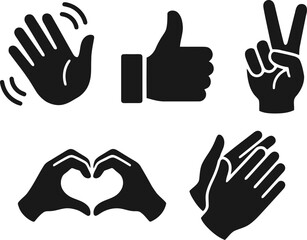Fototapeta premium Hand Gestures Icon Set Positive Communication