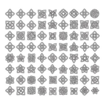 Set of Celtic Knot Symbols and Interlaced Geometric Designs
