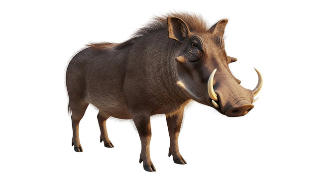 A warthog standing alone on transparent background