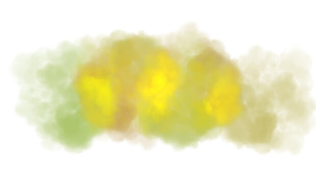 Abstract colorful clouds fluffy flow and smoke effect. Color smoke flow on transparent background, steam vapour, fog, clouds.