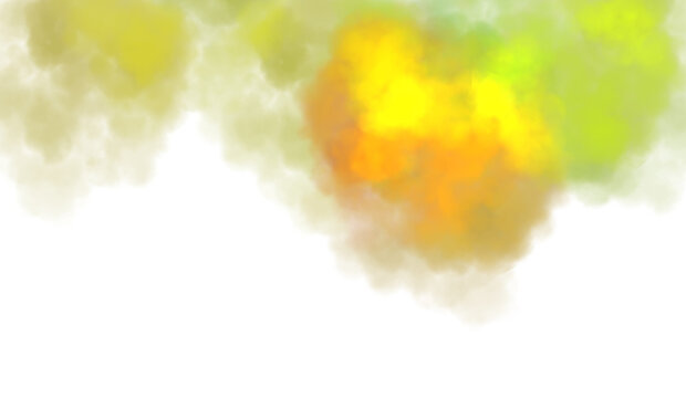 Abstract colorful clouds fluffy flow and smoke effect. Color smoke flow on transparent background, steam vapour, fog, clouds.