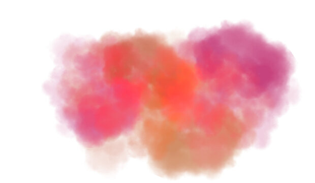 Abstract colorful clouds fluffy flow and smoke effect. Color smoke flow on transparent background, steam vapour, fog, clouds.