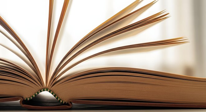 Open book with fanned pages a close up view of knowledge and learning