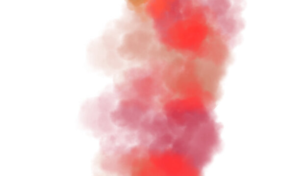 Abstract colorful clouds fluffy flow and smoke effect. Color smoke flow on transparent background, steam vapour, fog, clouds.