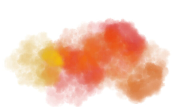 Abstract colorful clouds fluffy flow and smoke effect. Color smoke flow on transparent background, steam vapour, fog, clouds.