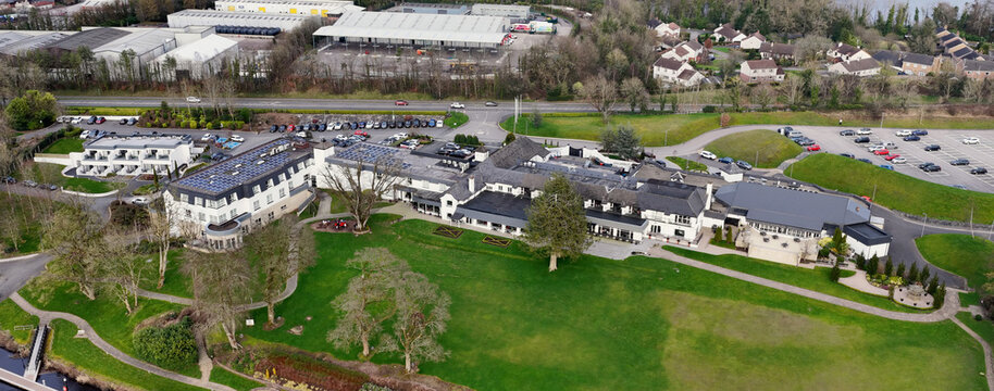 Aerial view of The Killyhevlin Lakeside Hotel and Lodges Co Fermanagh N Ireland 03-18-2026