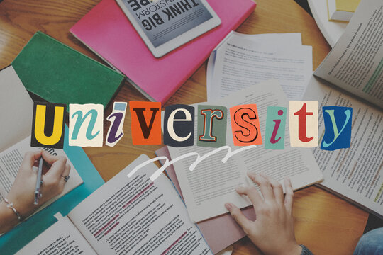 Colorful university study materials image