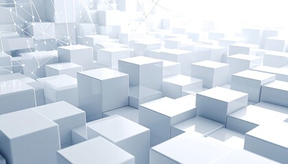Obraz premium A 3D rendering of numerous white cubes of varying heights (2)