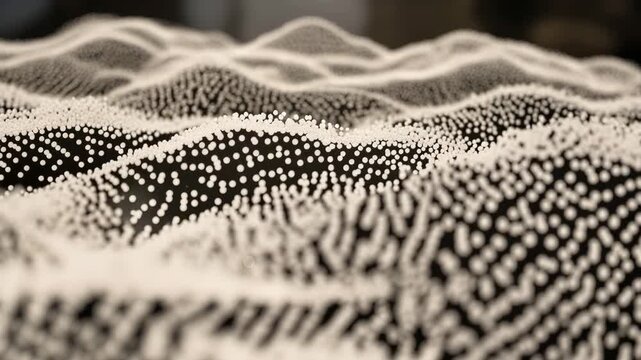 An abstract display with a focus on textures. The close-up shot highlights the detailed formation, with the irregular shapes catching the light